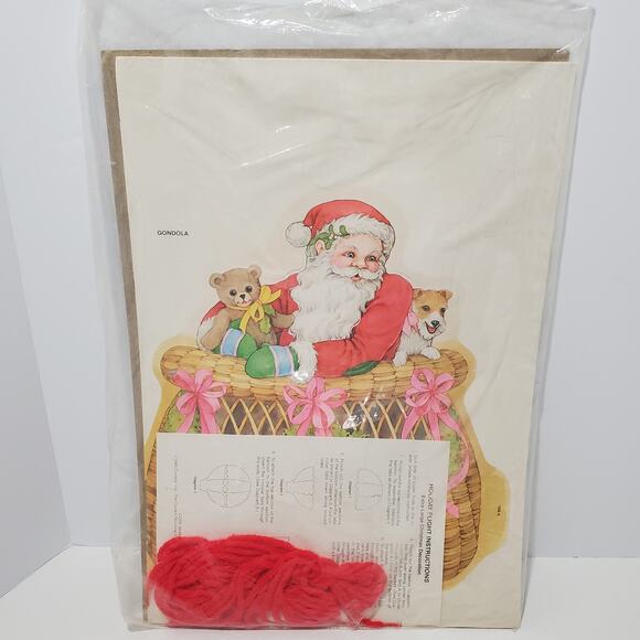 Vtg Holiday Flight Punch Out Paper Santa Hot Air Balloon Décor DIY Kit NEW - Picture 1 of 11